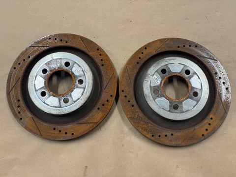 2015-2023 FORD MUSTANG GT 5.0 REAR SLOTTED DRILLED ROTORS 13 INCH