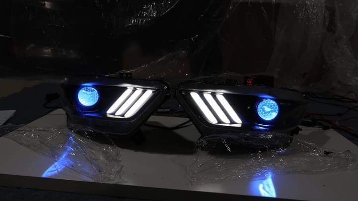 15-22 Custom Retrofit Headlamps RGBWA Gills + Demon Eyes + Gloss Black Internals + More